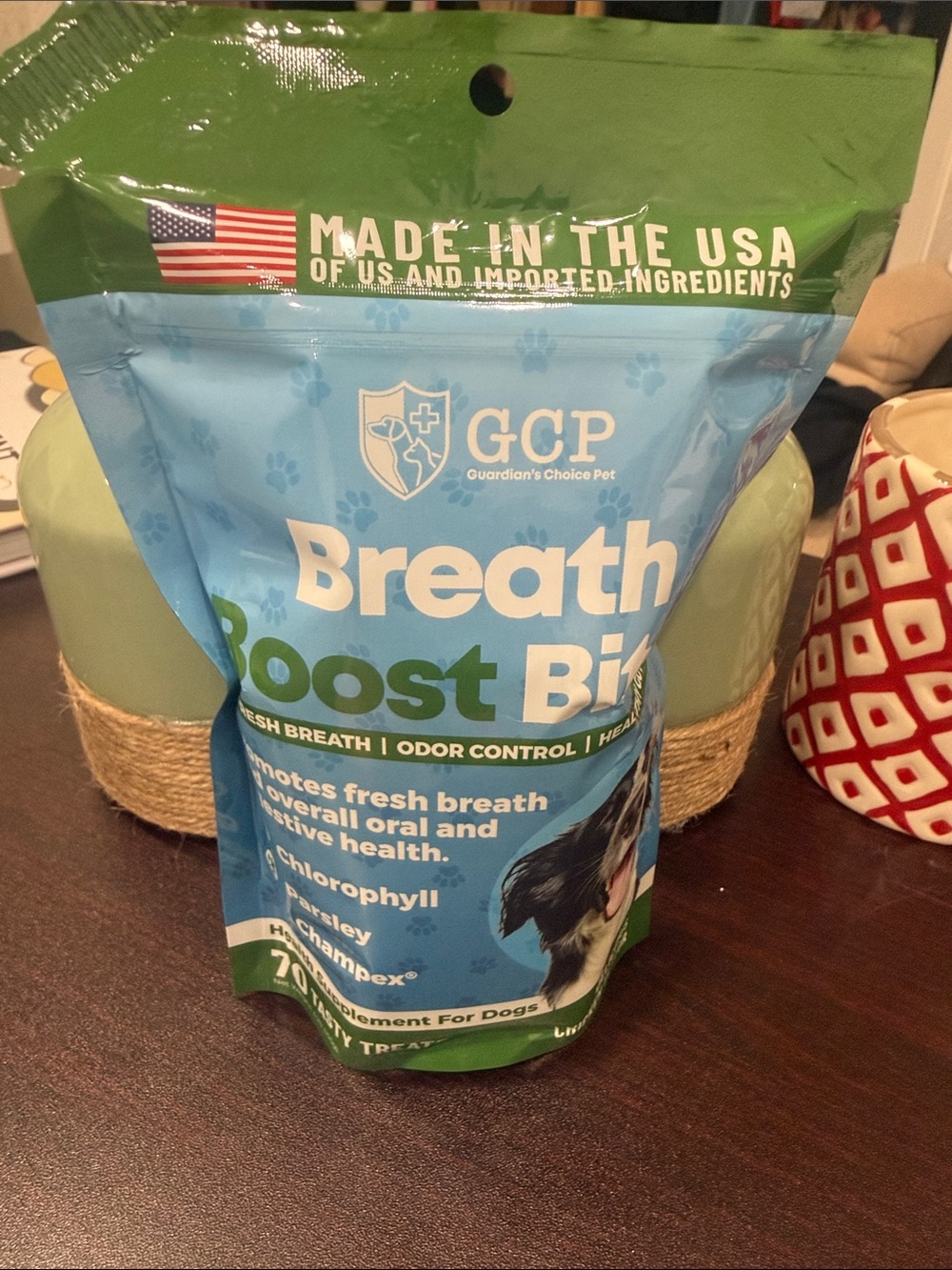 GCP Breath Boost Bits Dog Treats - Blue & Green Bag